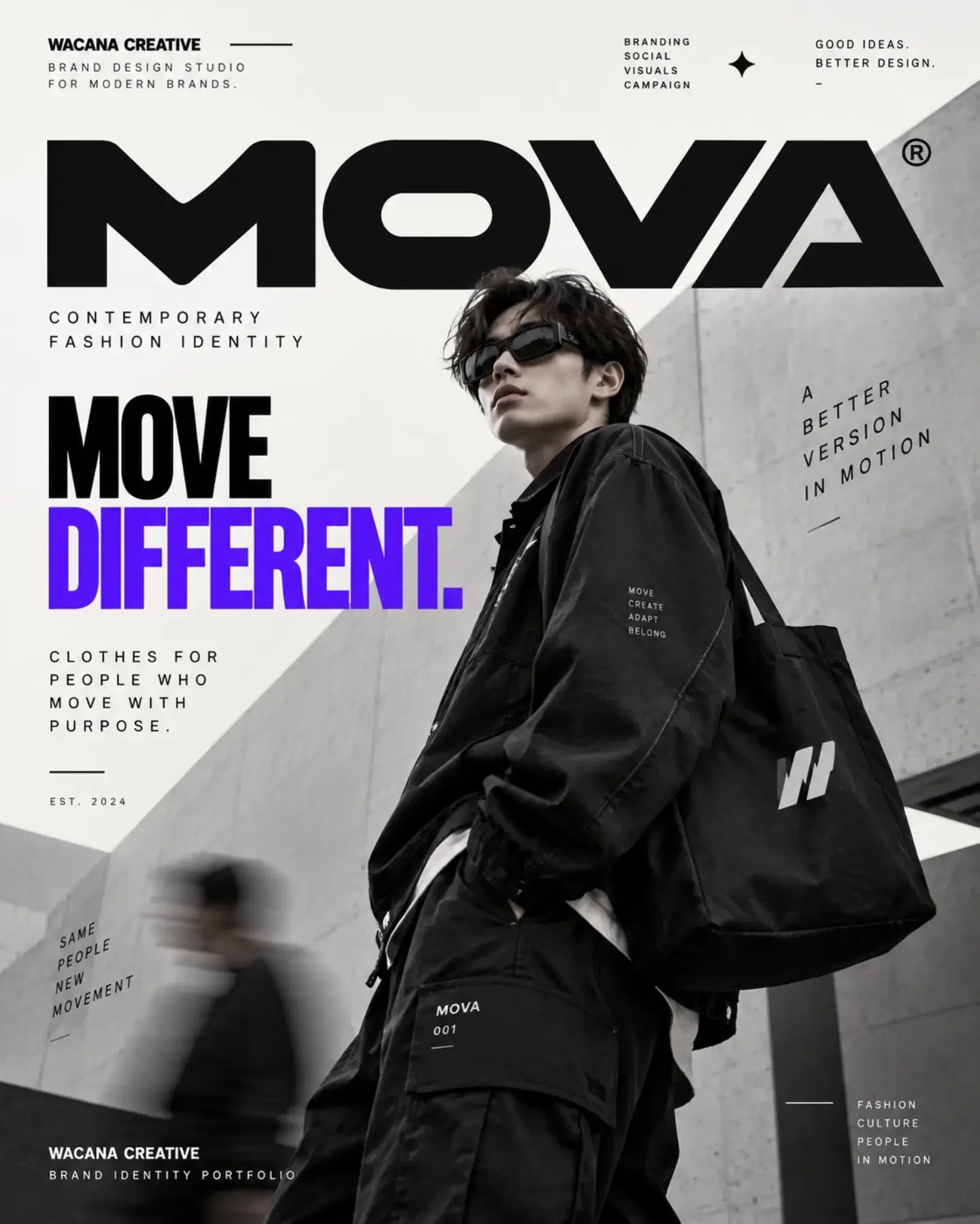 Desain fashion · identitas & packaging untuk MOVA oleh Wacana Creative