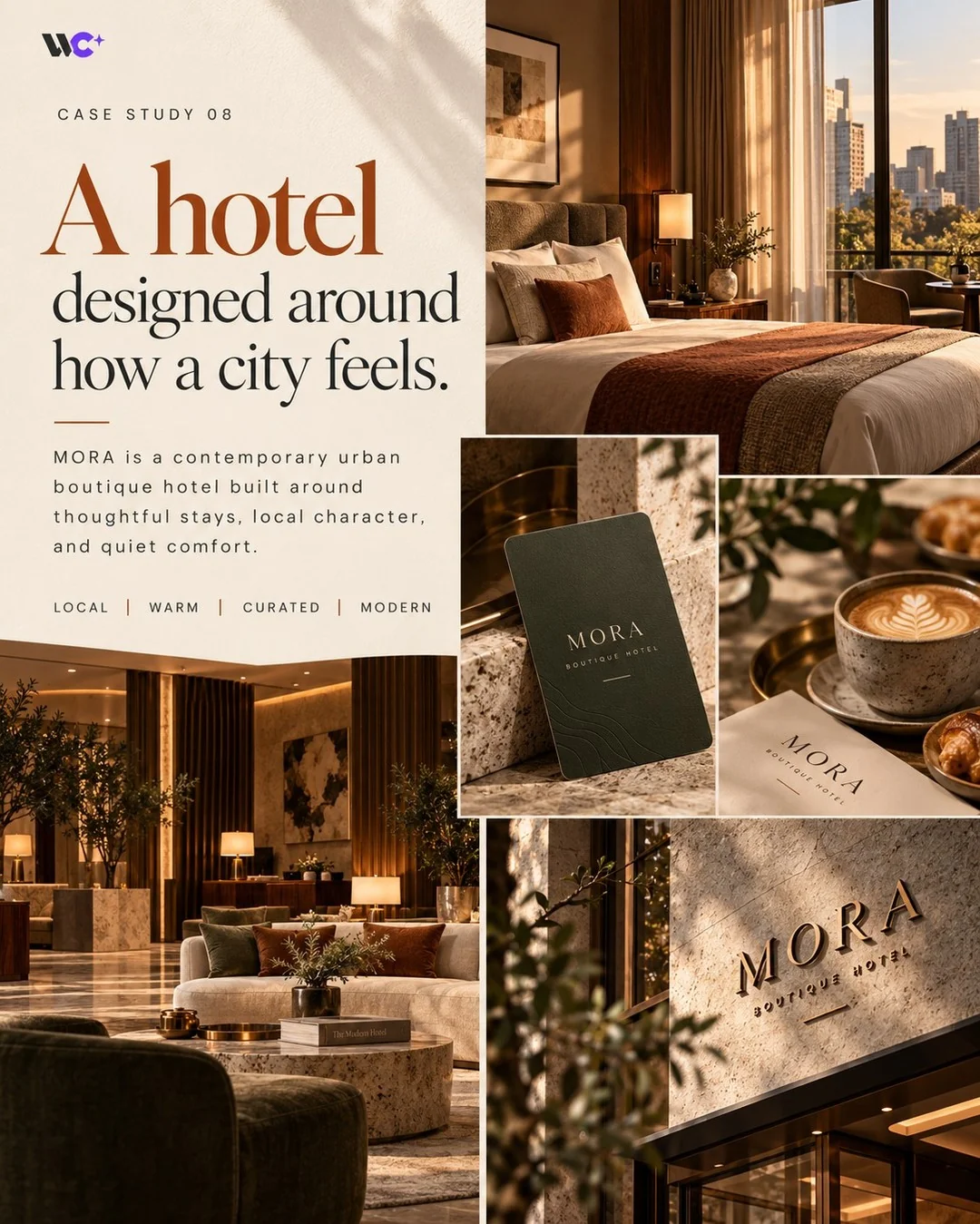 Desain boutique hotel · identitas & digital untuk MORA oleh Wacana Creative