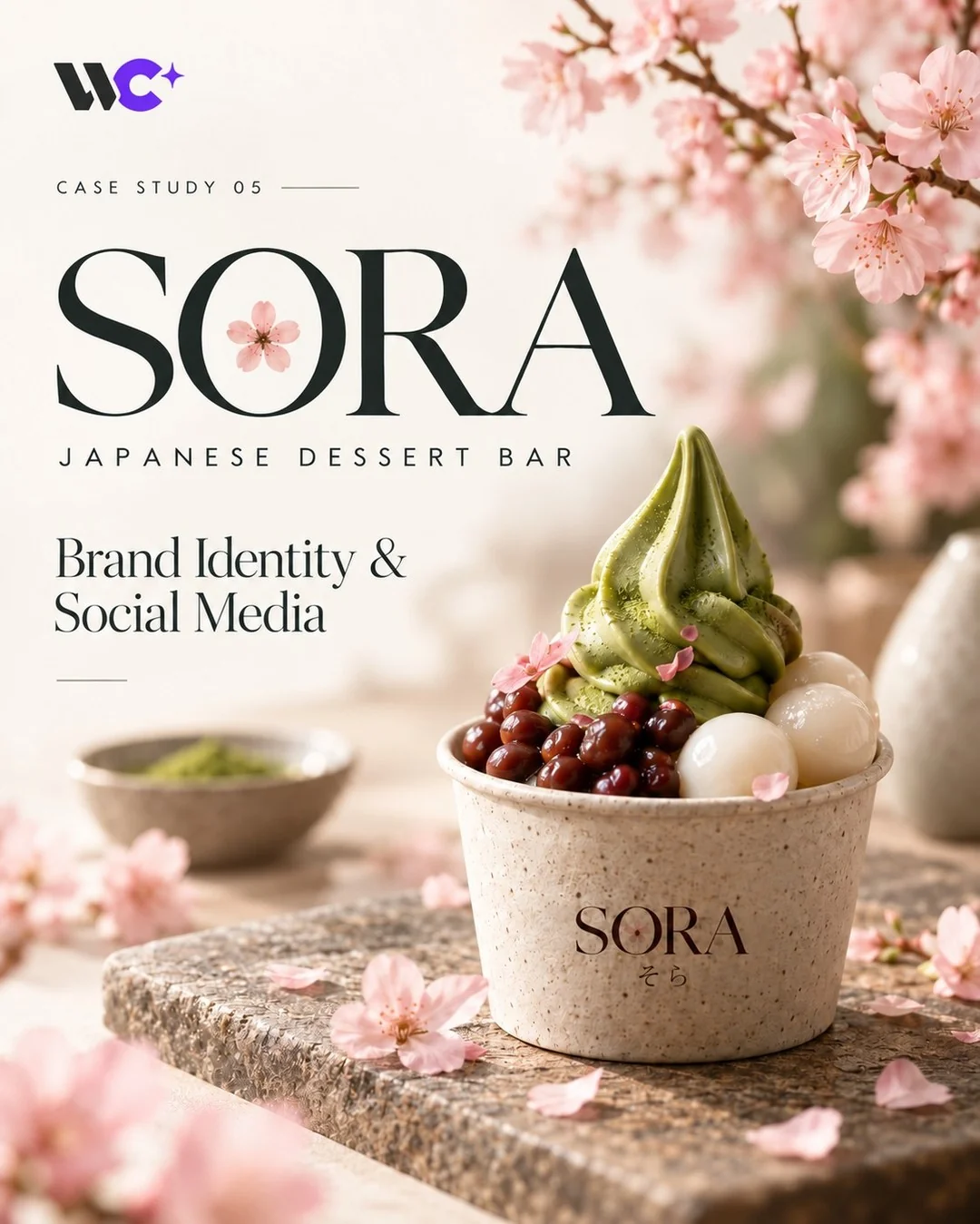 Desain dessert bar · identitas & packaging untuk SORA oleh Wacana Creative