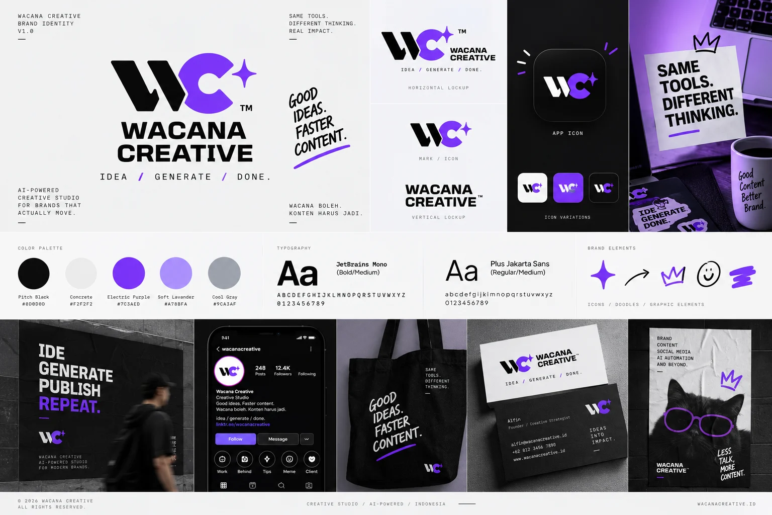 Desain identitas studio · sistem visual untuk Wacana Creative oleh Wacana Creative